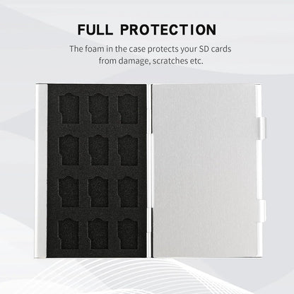 Aluminum SD Card Case, 21Slots Ultrathin SD Card Holder, Memory Card Storage Holder, Fit for 3 SD Card, 18 Micro SD Card, Silver