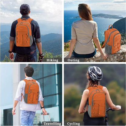 ZOMFELT Hiking Backpack for Women Men, 15L Lightweight Packable Backpacks for Trip, Water Resistant Small Travel Backpack, Foldable daypack for Hiking, Walking, Cycling, Camping, Orange