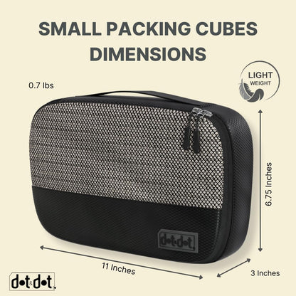 5pc Small Black Packing Cubes for Suitcases - Travel Packing Organizers for Carry on Suitcase - Luggage Cubes set of 5