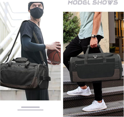 Gym Duffle Bag for Men and Women, Small Travel Duffle Bag Fitness Workout Bag with Wet Pocket and Shoes Compartment 40L Lightweight, Water Resistant Large Weekender Overnight Bags, Christmas Gift