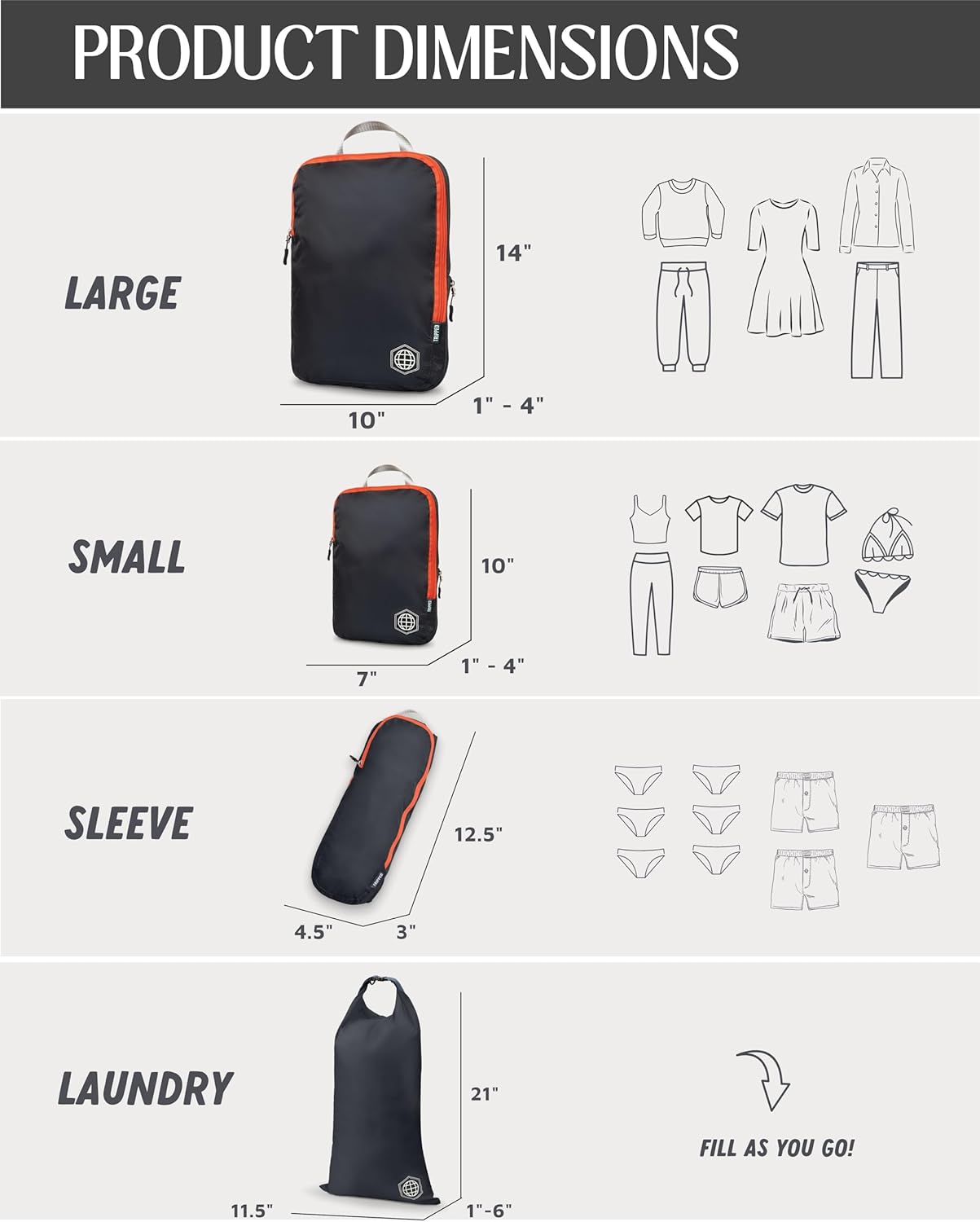 Compression Packing Cubes Set for Travel - Lightweight, Durable Clothes Organizer for Carry-On Luggage and Suitcases by TRIPPED Travel Gear