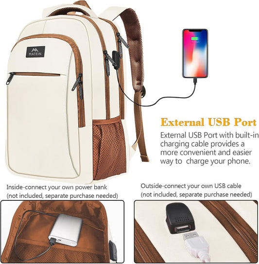 MATEIN 15.6inch Travel Laptop Backpack, Cute Anti Theft Slim Sturdy Laptops Backpack with USB Charging Port, Water Resistant College Computer Bag Gift for Men & Women Nurse