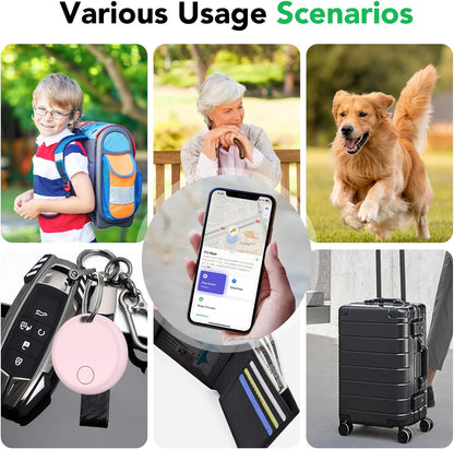 Air Tracker Tags-4 Pack: Smart Bluetooth Tracker, Item Finder Works with Apple Find My (iOS Only) App, Trakcer Tag Locator for Keys, Luggage, Satchel, Backpack etc. (Not for Android Devices)