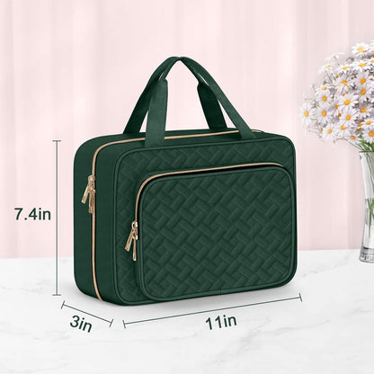 Wedama Toiletry Bag for Women, Medium Cosmetic Travel Bag, Hanging Toiletry Bag for Bathroom, Thickened PVC Waterproof Makeup Bag, Toiletries Bag for Travel Business Trips and Camping, Dark Green