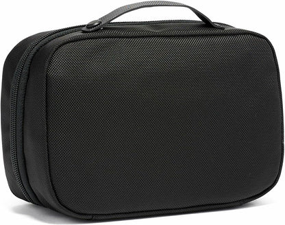 TUMI Alpha Split Travel Kit - Compact Toiletry Bag for Men & Women - Features Removable Leather Handle & 3 Zip Pockets - Black