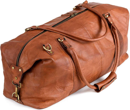 Berliner Bags Vintage Leather Duffle Bag München for Travel or the Gym, Overnight Bag for Men and Women - Brown (Cognac)
