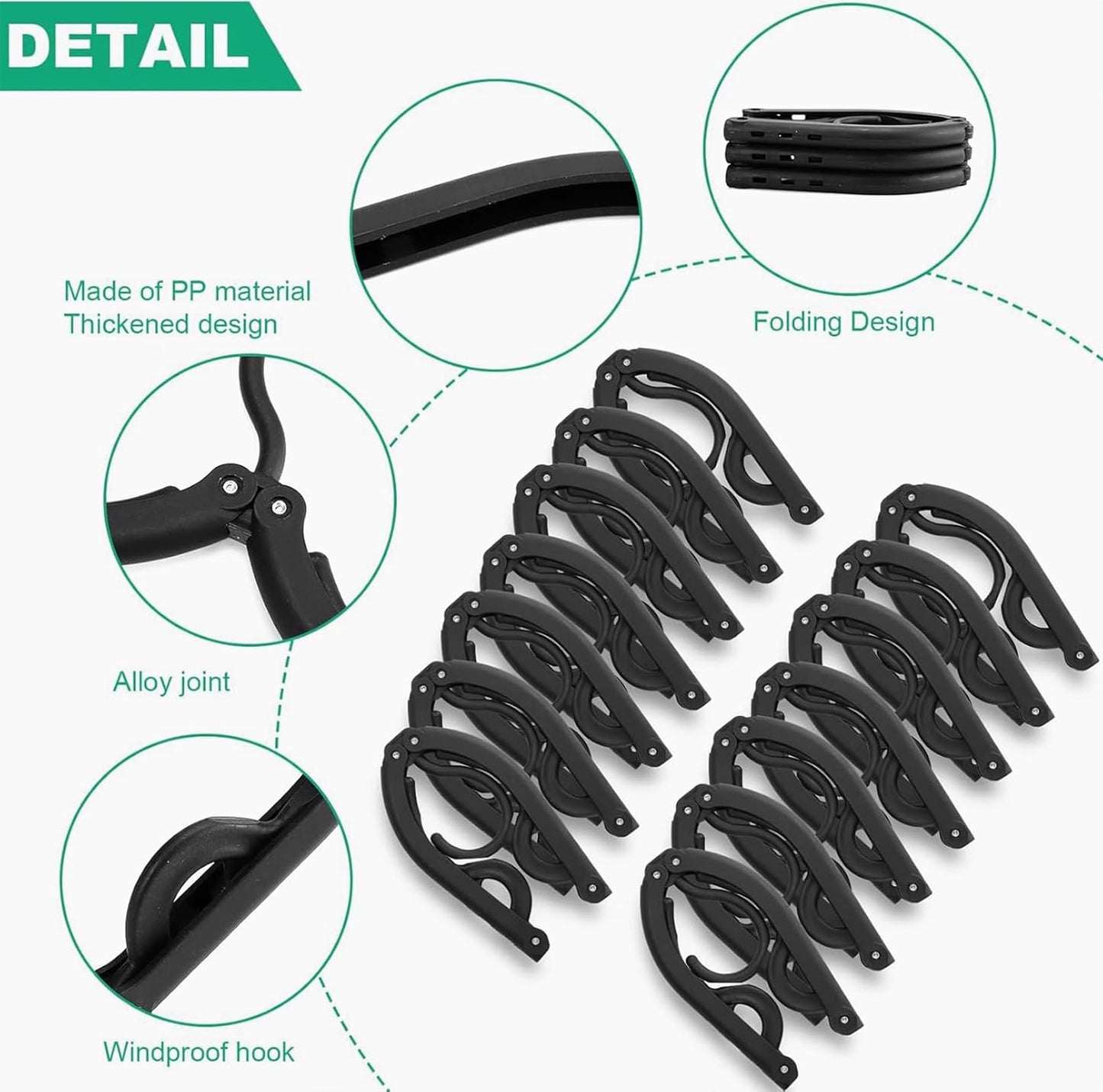 12 PCS Black Portable Folding Clothes Hangers,Black Foldable Hangers Lightweight Travel Accessories,Non-Slip Folding Hangers for Clothes for Travel and Home