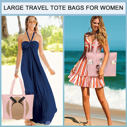 LEDAOU Beach Bags for Women, Beach Bags Waterproof Sandproof, Packable Beach Tote Bag with Zipper Travel Sports