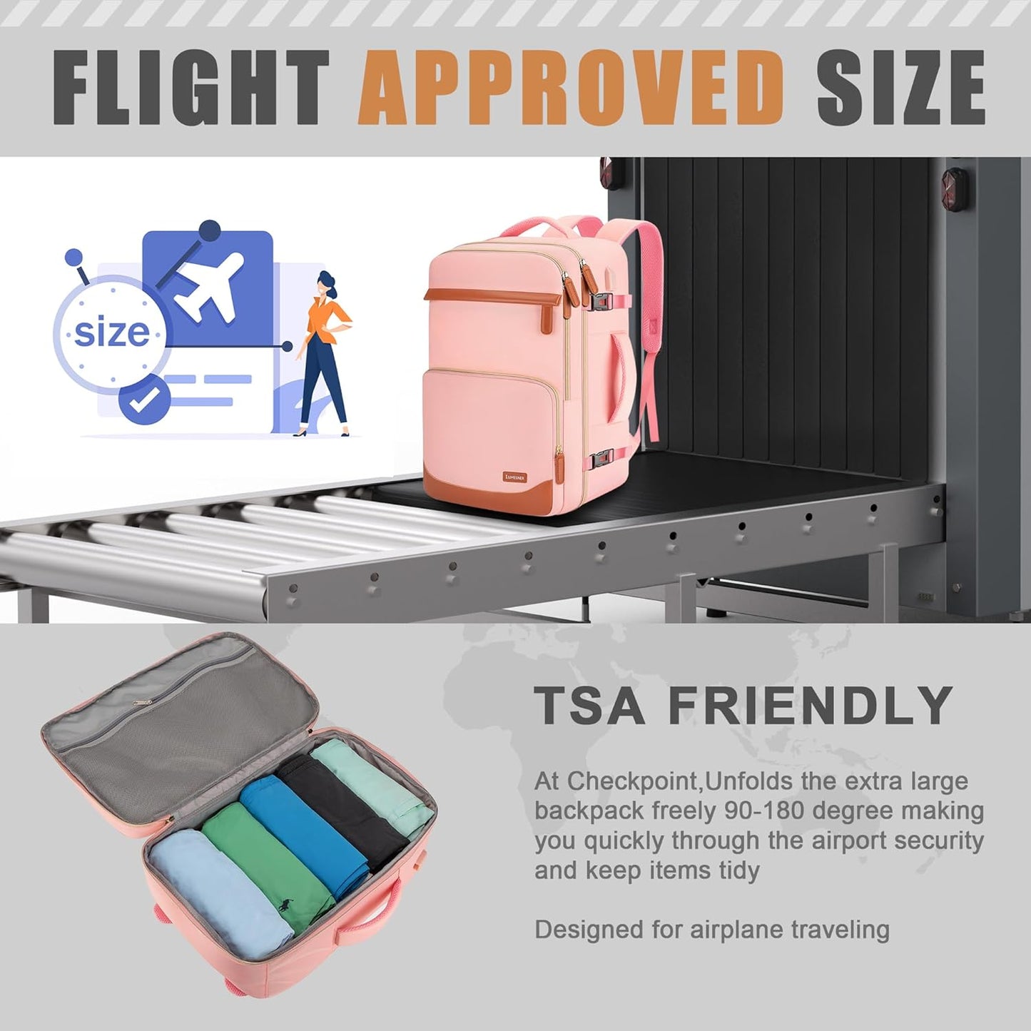 40L Travel Backpack with USB Charging Port, Water-Resistant Carry On Backpack for Men Women, Business Laptop Backpack for Trips & Commutes, Fits 15.6/17.3 Inch Laptop