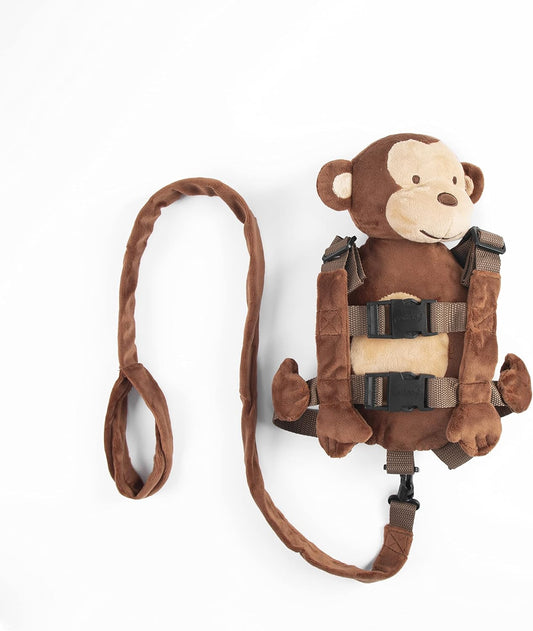 2 in 1 New Monkey Toddler Safety Harness Backpack Children's Walking Leash Strap（Brown）