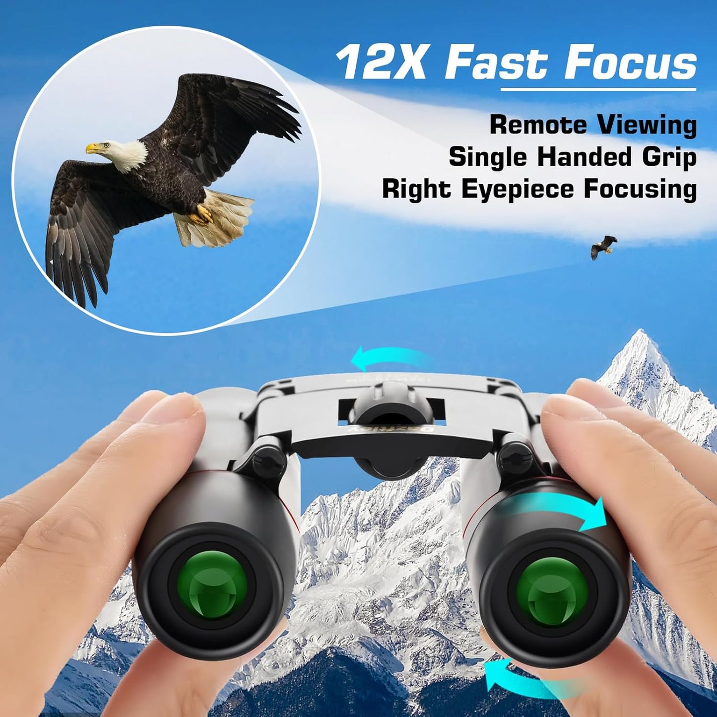 12x25 Small Compact Binoculars for Adults & Kids - Mini Lightweight High Powered Binoculars with Clear Vision for Cruise Ship, Bird Watching, Travel, Opera Concert