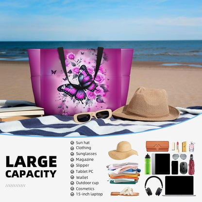 Beach Bag for Women Beach Tote Bag Waterproof Sandproof Large Bags with Zipper Big Capacity for Vacation Travel