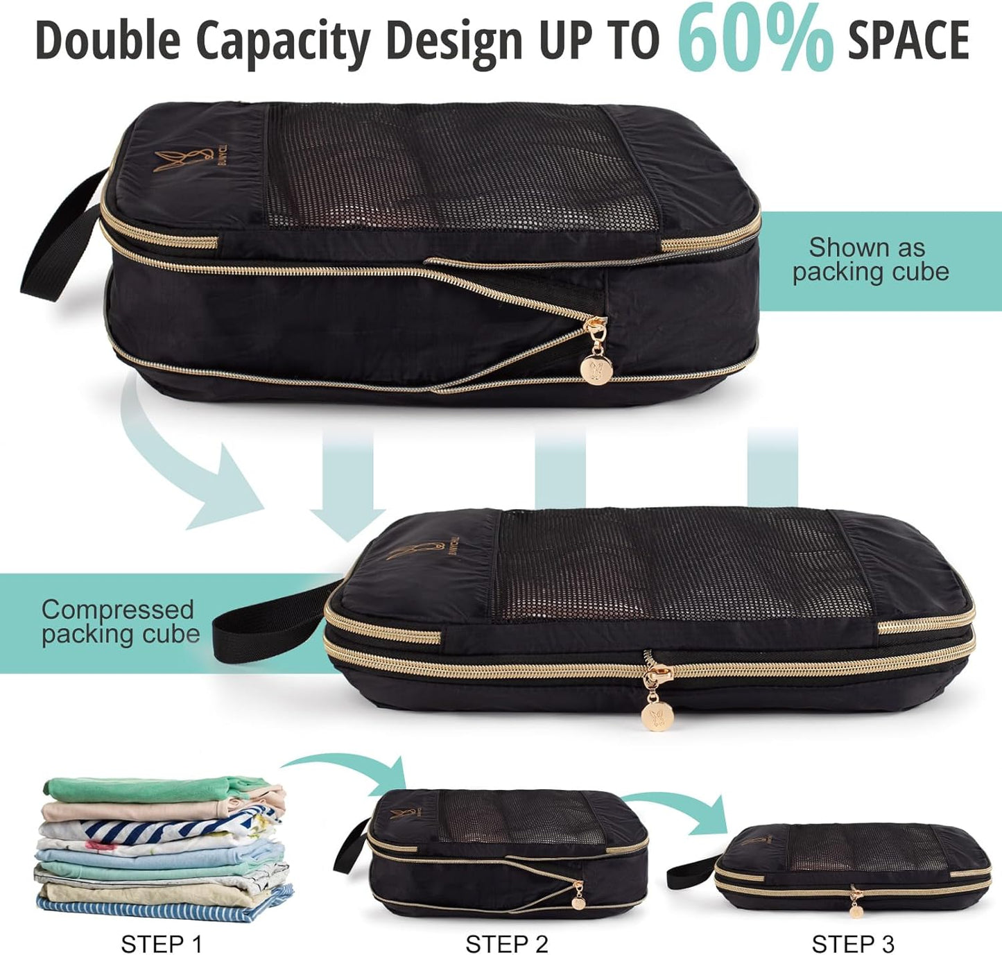 Expandable Compression Packing Cubes for Suitcases,6 Set Lightweight Compressible Travel Packing Organizer for Carry on Suitcase,Organizer Bags Set as Travel Essentials for Women