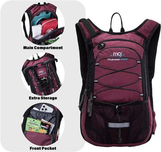 15L Insulated Hydration Backpack Pack with 2L Water Bladder Lightweight Hiking Backpack Bag for Women Men Daypack for Hiking Running Festival Camping Biking