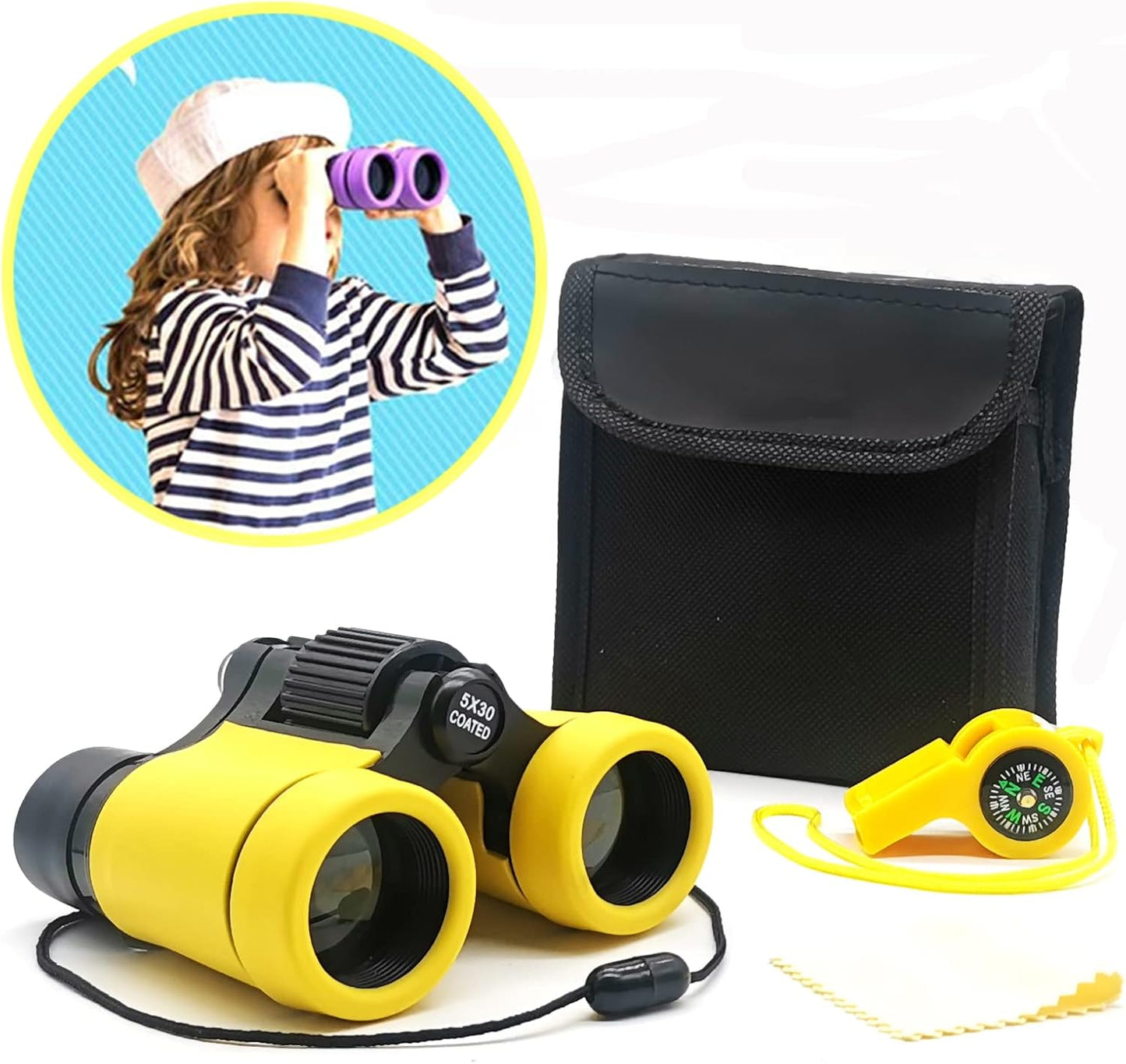 Kids Binoculars Best Gifts for 3-12 Years Boys Girls High-Resolution Optics Shockproof Mini Compact Binocuolar Toys Folding Small Telescope for Bird Watching Camping Outdoor Play