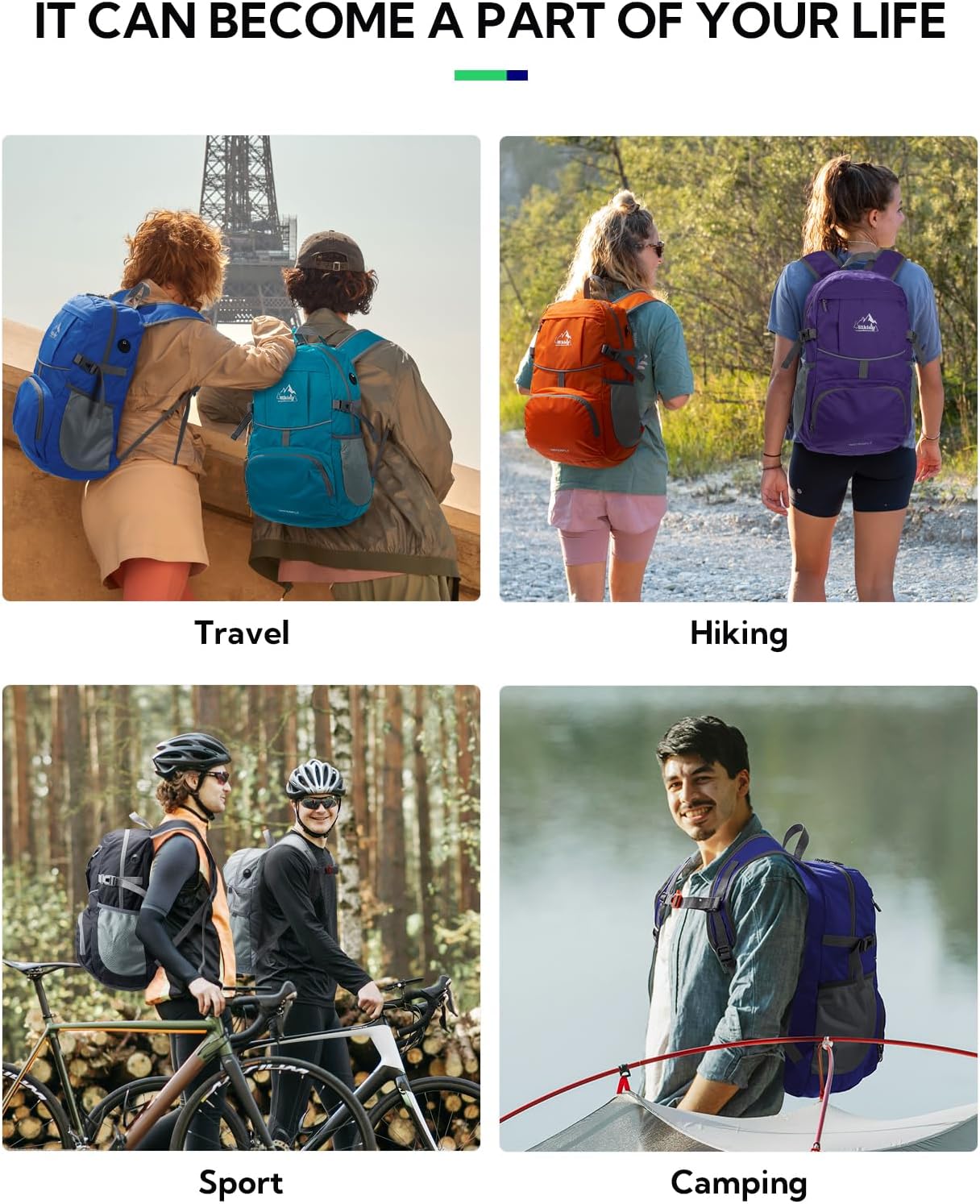 WATERFLY Hiking Foldable Daypack Backpack: 25L Ultra Lightweight Packable Waterproof Outdoor Travel Day Pack for Woman Man