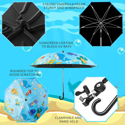 Kids Beach Folding Camping Chair - Kids Camping Chair with Outdoor Umbrella - Lightweight and Sturdy - for Beach Outdoor Camping Picnic (Blue)