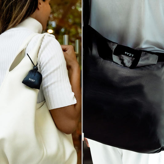 SYZY World's Most Compact Travel Tote Bag Portable Shopping Beach Market Bag - Reusable Collapsible Stuffable