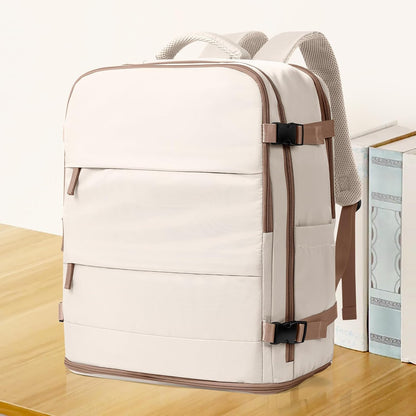 coowoz Travel Backpack Carry On for Women Man Gym Backpacks with Laptop Compartment Mochila de Viaje Teacher Personal Item Backpack Rucksack Airplane Accessories Must Haves Beige Brown
