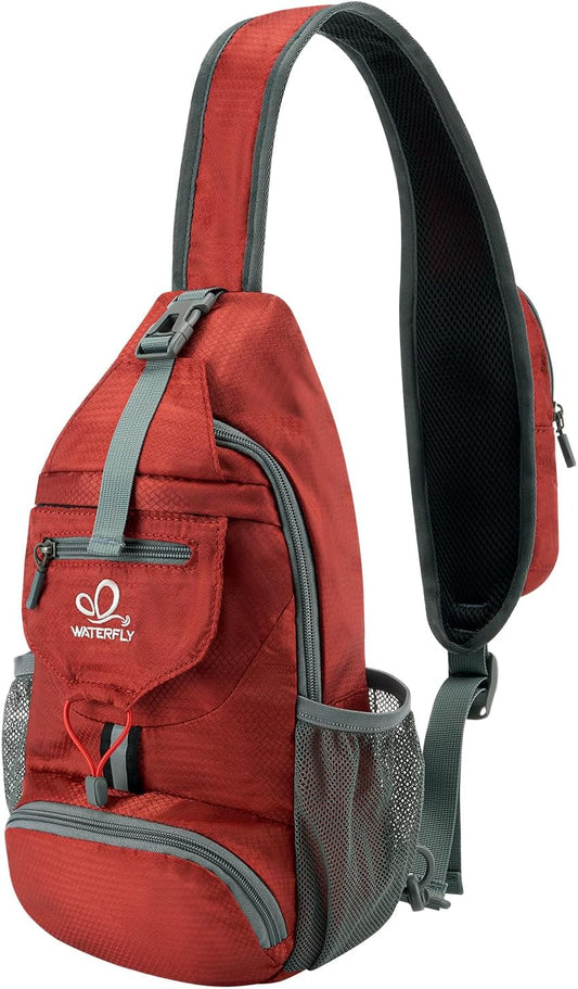WATERFLY Packable Small Crossbody Sling Backpack Shoulder Chest Bag Daypack for Hiking Traveling