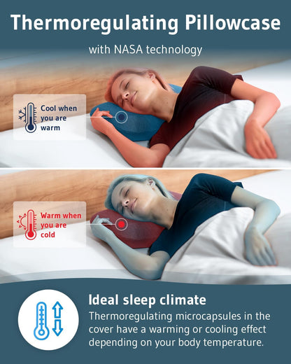 Travel Pillow VOLAR Memory Foam Small Pillow for Sleeping with thermoregulating and Quickdry Removable Cover, Portable Pillow with Travel Bag, for Airplanes, Camping, Van, Neck Pain Relief