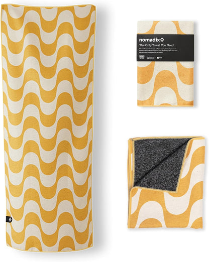Nomadix Mini Towel - Perfect for Beach, Pool, Travel, Camping, Yoga - Made with Recycled Materials - Super Absorbent - Sand Resistant - Copacabana Mango - 16" x 40"