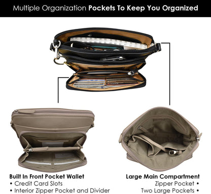 ili New York Genuine Leather Crossbody Bags for Women - Premium RFID Blocking Shoulder Bag Organizer with Adjustable Strap