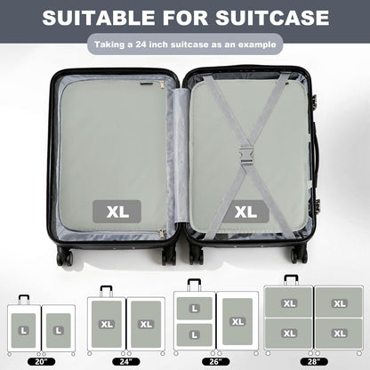 Extra Large Compression Packing Cubes for Travel Essentials, 2 Set Expandable Travel Cubes for Packing Bags Suitcase Organizer, Grey