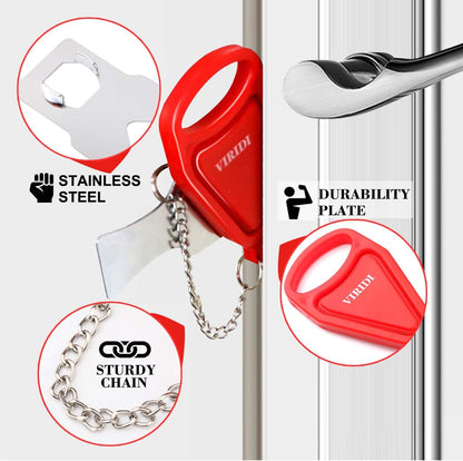 Home Security Door Lock, VIRIDI Portable Travel Doorlocks for Airbnb Hotel Room Bedroom Add Extra Safety Privacy Solid Removable No Drill Door Jammer Latch for House Apartment School Selfdefense Item