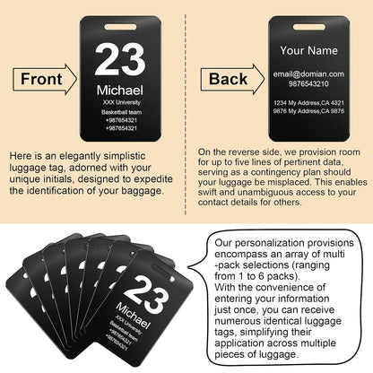Customized Stainless Steel Luggage Tags: Personalize Your Suitcases, Backpacks, and Bags with Your Text - Custom Initial Text Name ID,Number 2"x3.3"