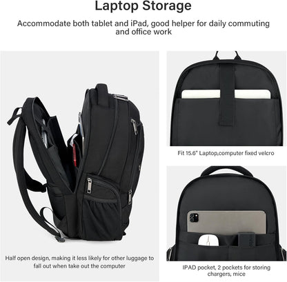 MILADA Travel Backpack For Men Laptop Backpack Women Business Carry On Backpack Airline Approved Fits 16.5 Inch Laptop Bag Work Backpack, Black
