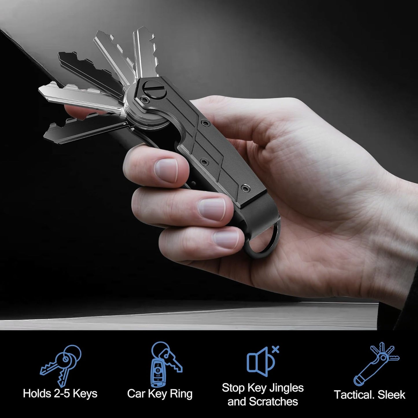 Key Organizer for Men Compact Key Holder Minimalist Key Case Metal Key Chain Key Holder for Keychain Secures 2-5 Keys