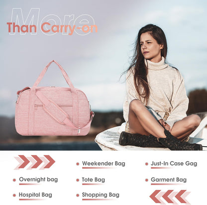 Narwey 18" Carry on Bag Underseat for Airplane with Wet Pocket Spirit Airlines Personal Item Bag Travel Duffel Bag Small Gym Bag Weekender Overnight for Women and Men (Pink)
