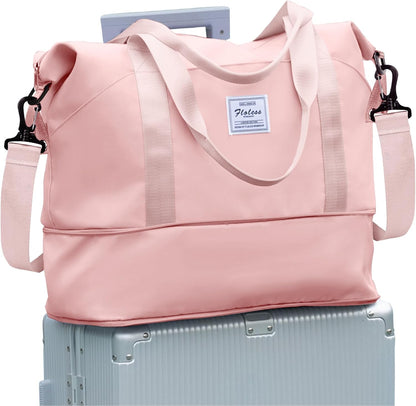 Travel Duffel Bag, Sports Tote Gym Bag, Shoulder Weekender Overnight Bag for Women