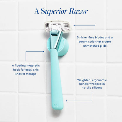Women's Razor Shave Kit, 1 Mint Razor Handle + 6 Blade Refills