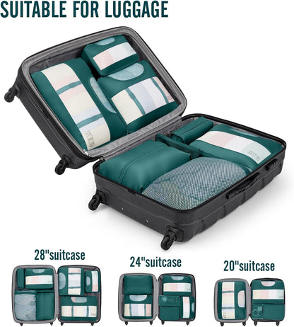 Veken 10 Set Packing Cubes for Travel Essential, Suitcase Organizer Bags in 4 Sizes, Carry-On Luggage Accessories with Large Laundry & Hanging Toiletry Bag, Must-Have for Airplane, Road Trip & Camping