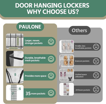 35 Pocket Over the Door Shoe Organizer,Reusable Breathable Large Mesh Bag Men's & Women's Sneaker Organizer,Shoe Organizer for Kids,Hanging Shoe Storage Hanging Bag (2PCS-White)