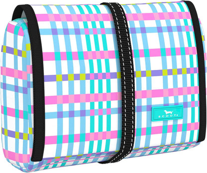 SCOUT Beauty Burrito Hanging Toiletry Bag - Cosmetic Organizer with 3 Compartments, Rolls Up to Pack, Hook for Hanging