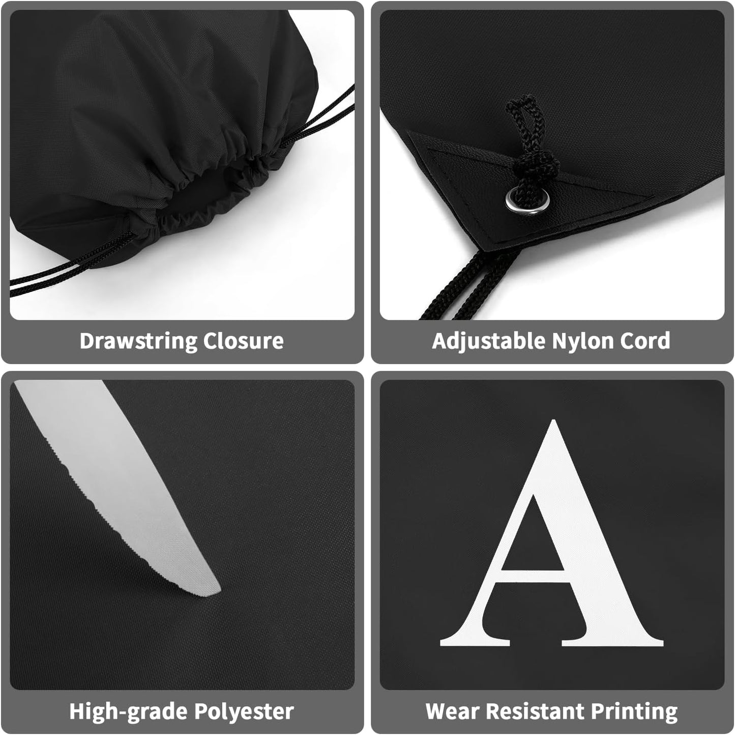 ZOMFELT 6Pcs Drawstring Backpack Drawstring Gym Bags, Foldable Draw String Backpack with Multiple Colors and Letters, Lightweight Polyester Cinch Bag for Gift, Beach, Sports, Travel, Swim (Letter A)