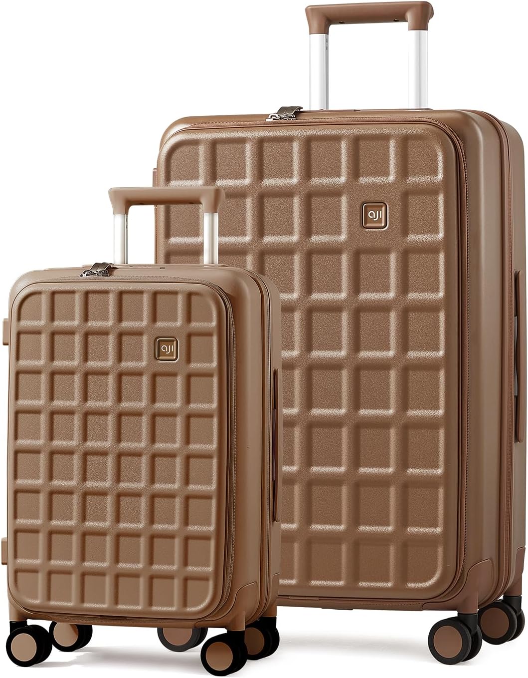 aji Expandable Top Opening Luggage Sets 2 Piece with Spinner Wheel, 20/26 Inch Luggage with TSA Lock, Lightweight PC Hard Shell Travel Luggage Suitcases for Men Women, 2-Piece Set, Chocolate Brown