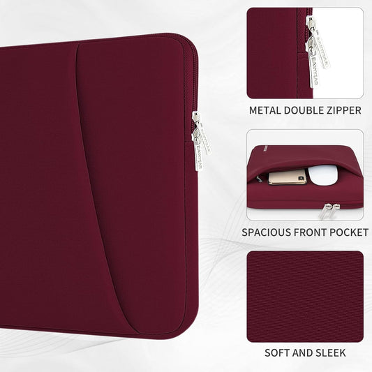 RAINYEAR Laptop Sleeve Case with Front Pocket, 15.6 Inch Protective Portable Case with Front Pocket, Briefcase Laptop Carrying Bag Cover Compatible for HP, Dell, Asus, Lenovo, Notebook, Red