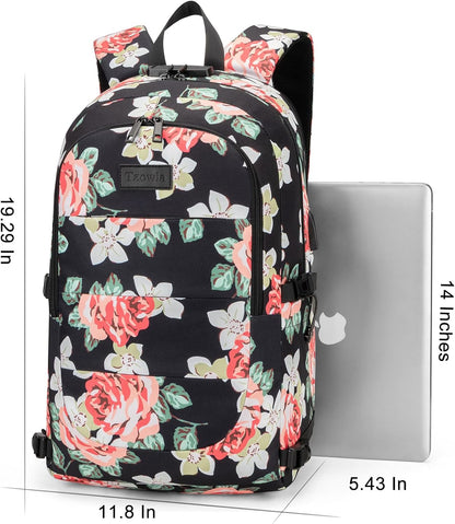 Tzowla Backpack Purse for Women, Stylish Travel Casual Daypack, Work Shopping Bag Light Weight For Men Fits 15.6 Inch Laptop Netbook- Flower