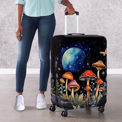 Butterfly Mushroom Print Travel Suitcase Cover Protector Elastic Zipper Closure Fit 30-32 Inch Luggage