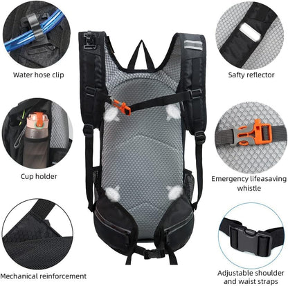 Hiking Daypack Waterproof Biking Backpack 15L Lightweight Durable Backpack for Ski Snowboarding Running MTB Cycling