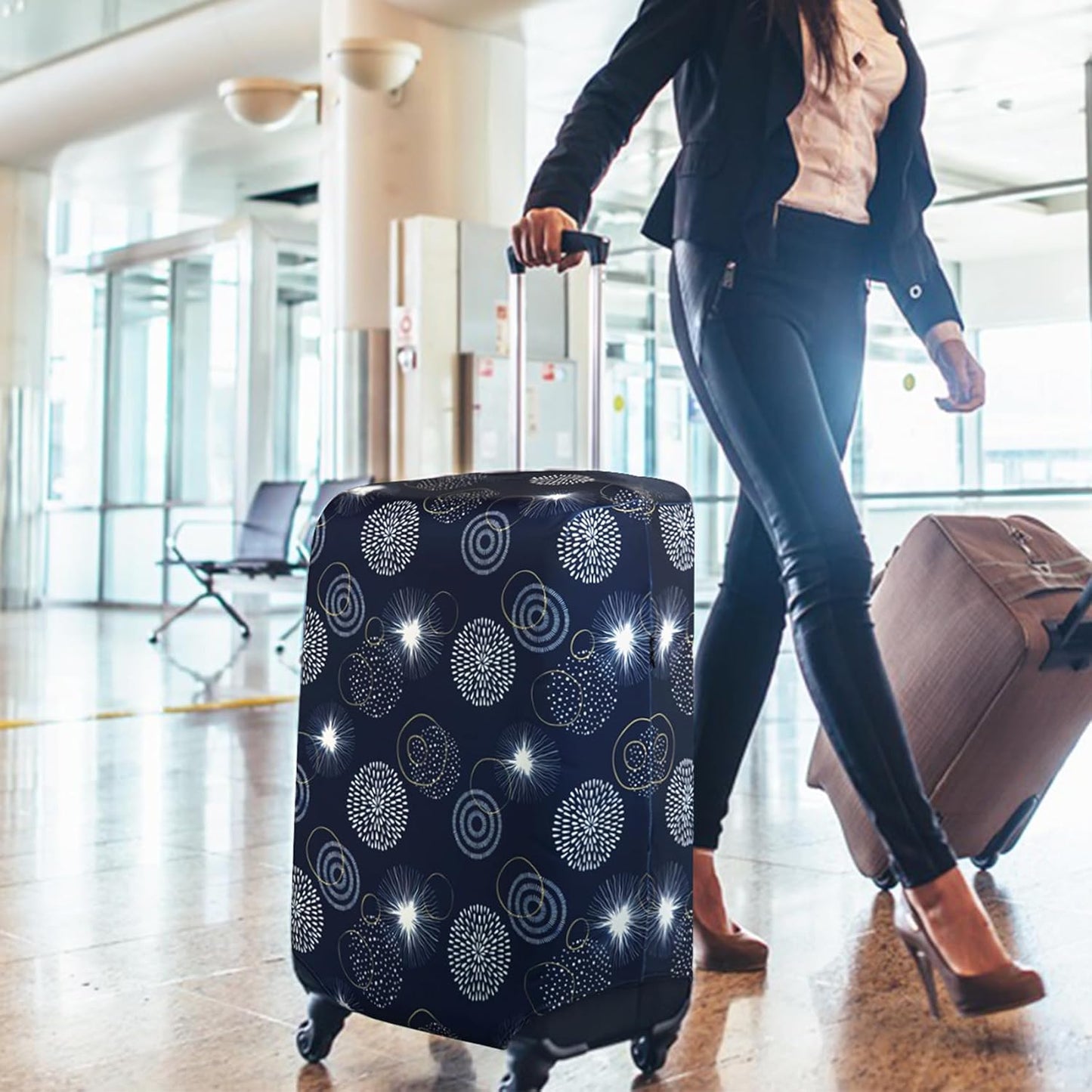 HYPER VENTURE Washable Luggage Cover - Fashion Suitcase Protector Fits 23-26 Inch Luggage (Sparkler, M)