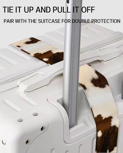 Luggage Straps for Suitcases, Adjustable Travel Belt, Durable Wide Luggage Strap, Cute Suitcase Strap Identifiers with Buckle, Bag Straps for Luggage, Retro Brown Cowhide