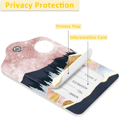 2 Pack Golden Mountains Luggage Tag for Suitcases Colorful Mountains PU Leather Bag Travel Suitcase ID Identifier Baggage Tags for Women Men Travel