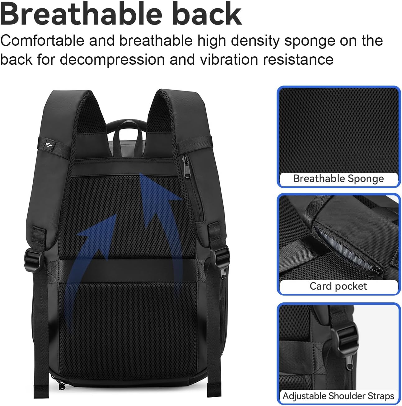 SOKOK Carry On Travel Backpack Waterproof Business Backpack with Laptop Compartment, Hardshell Computer Backpack for Men and Women, Black