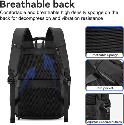 SOKOK Carry On Travel Backpack Waterproof Business Backpack with Laptop Compartment, Hardshell Computer Backpack for Men and Women, Black