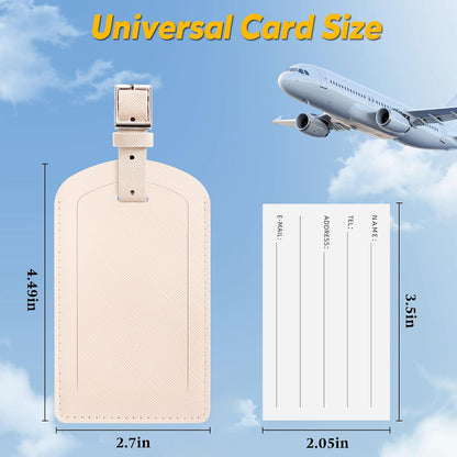 3 Pack Luggage Tags for Suitcases, TSA Approved Bag Tags, Baggage Tags with Privacy Protection, Travel Essentials Luggage Accessories, Ivory